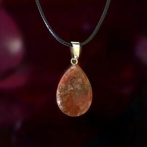 ⭐️ 5 for $25 Natural Stone Water Droplet Pendant Necklace on a Black Cord